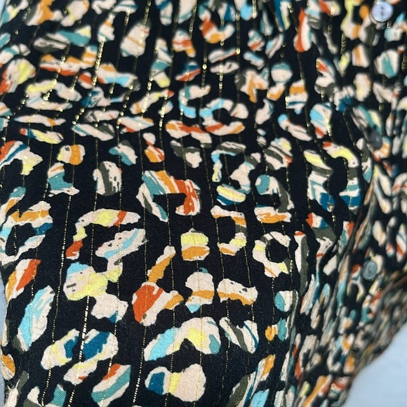 Jane Delancey Women's Multi Color Patterned Top striped Button Down Career Sz L - Picture 13 of 13